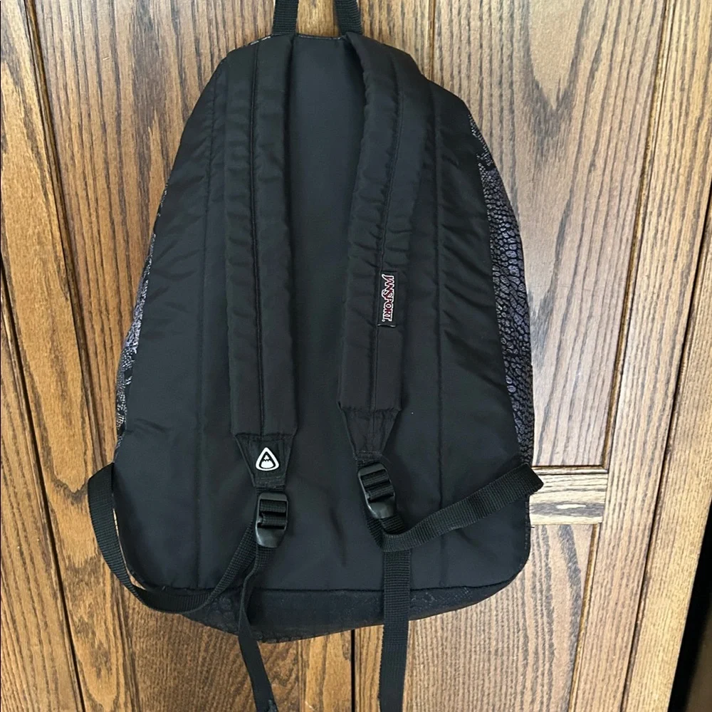 JanSport Black‎ Purple Backpack Snakeprint Metallic Bookbag